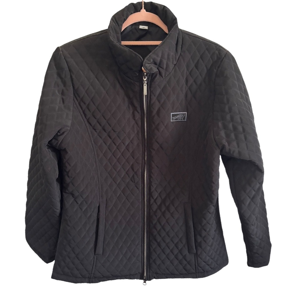 Stampin Up Quilted Jacket Womens MD Black Full Zip Vantage Inside‎ Pockets
